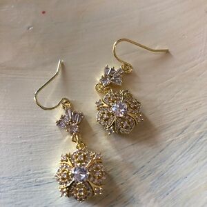 Gold and Silver Crystal Drop Earrings